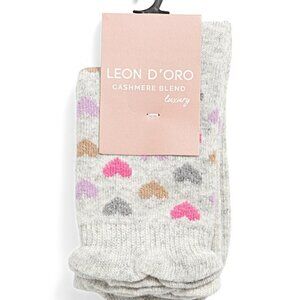 LEON D'ORO Made In Italy Wool And Cashmere Blend Heart Socks